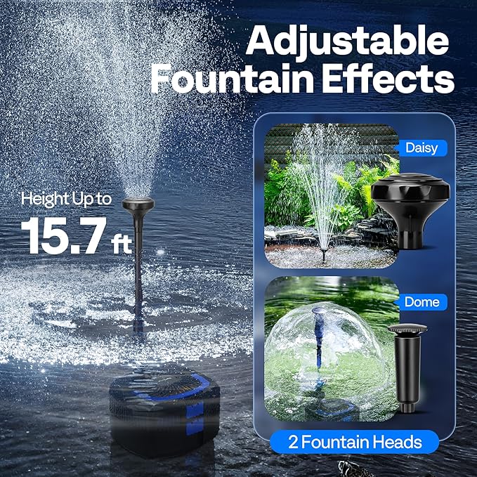 VIVOHOME 4-in-1 Pond Filter System Kits, 1370 GPH Water Pump with Filter, Fountain and 13W Light Combo for Ponds up to 2113 Gallons
