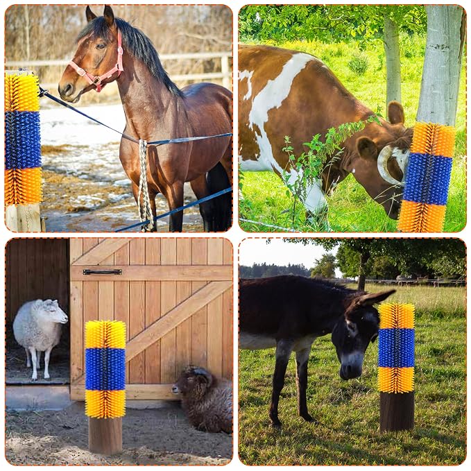 Livestock Scratch Brush Kit, Horse Massager for Relieving Itching, Suitable for Horse, Cattle, Sheep, Pig, Yellow