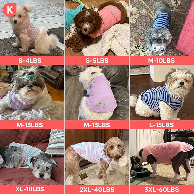 KYEESE 2Pack Dog Shirt, Soft Striped Dogs T Shirts, Lightweight Pet Tank Top, Sleeveless Dog Shirt for Large Dogs, Stretchy Comfortable Pet Vest, Purple+Blue Striped, 3XL