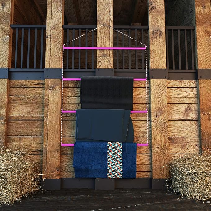 Blanket Rack 33" Wide (Black). Suitable for Horse Blankets, Saddle Blankets and Pads. Extra Wide Suitable for Western Saddle Pads