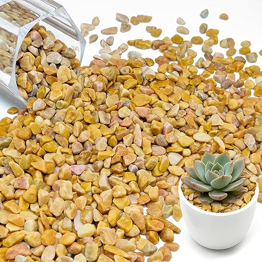 1.1LB Natural River Rocks Pebbles, 1/4 Inch Decorative Gravel for Succulents, Cactus, Aquariums, Terrarium, Vases and Garden Landscaping,Yellow