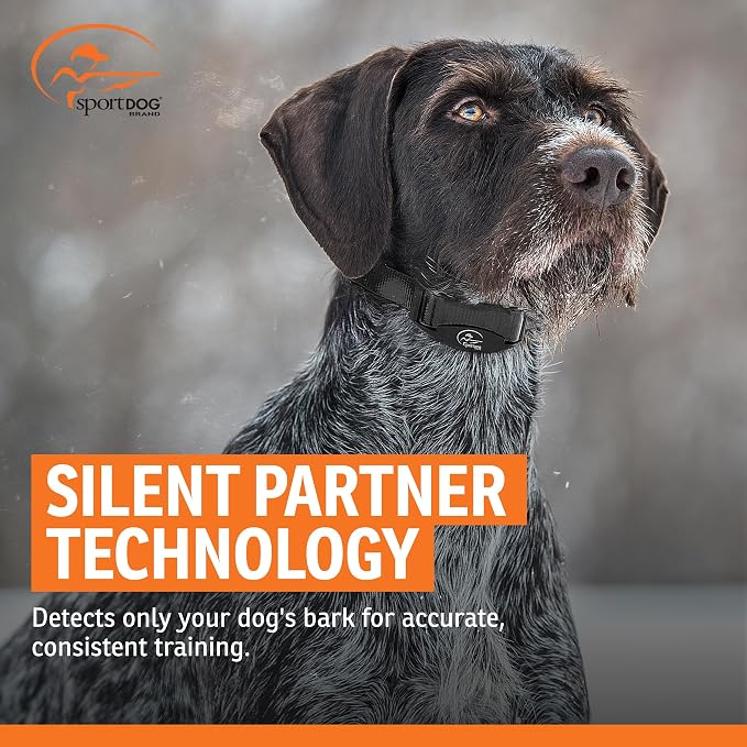 SportDOG NoBark 10 Bark Control Collar - Silent Partner Technology Detects Only Your Dog's Bark, 10 Static Levels, 2 Training Modes, Rechargeable 200-Hr Battery, Waterproof, Dogs 8 lb+