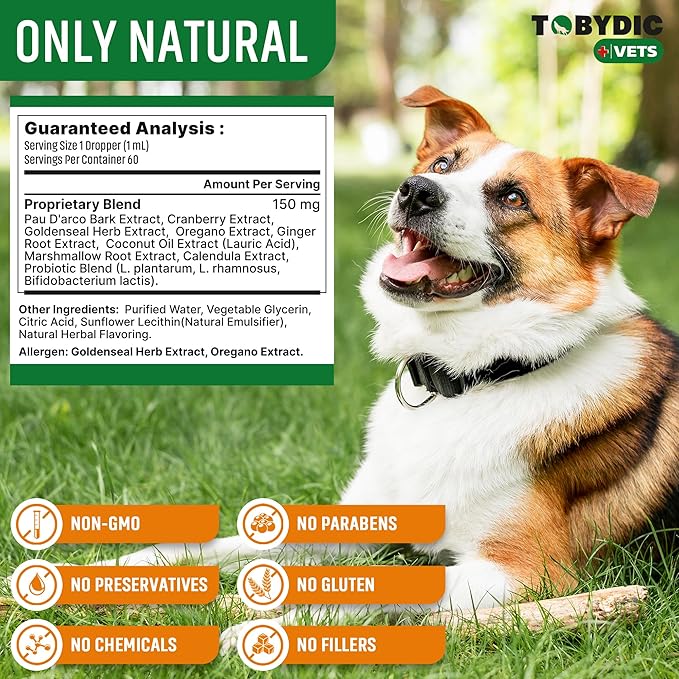 Natural Cats & Dog Yeast Infection Relief - Itchy Skin & Ear Treatment - Reduces Irritation & Relieves Itching and Allergy - Herbal Medicine Drops Supplement - Made in USA