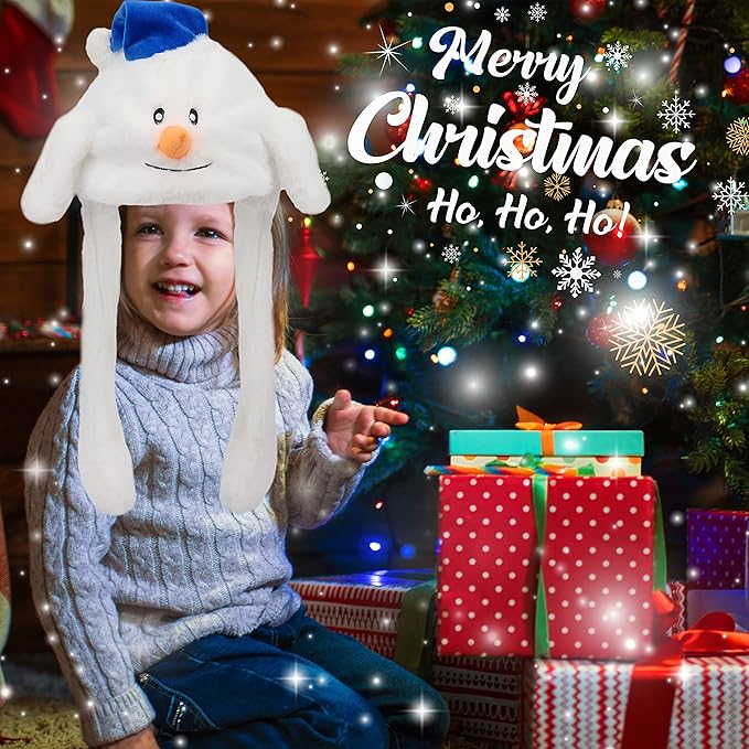 Bubblepompom Animal Hat with Ears Moving Jumping Pop Up Beating Hat Plush Holiday Cosplay Dress Up Funny Gift for Kids