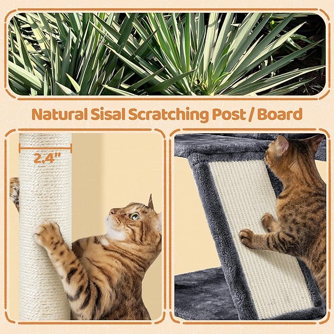 Topeakmart 57 inches Multi-Level Cat Tree Cat Condo with Scratching Posts Kittens Activity Tower Pet Play House Furniture