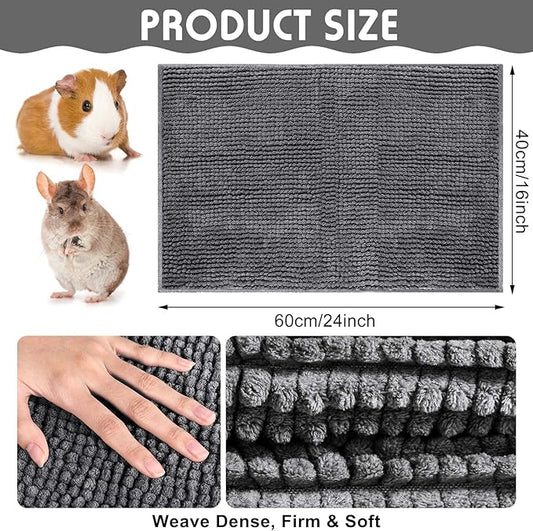 Amylove 4 Pcs Guinea Pig Cage Liner Washable Fleece Pee Pads Pet Dog Cat Bedding Training Mat for Small Animal Guinea Pig Puppy Bunny Hamster(16 x 24 Inch,Rectangular,Dark Gray)