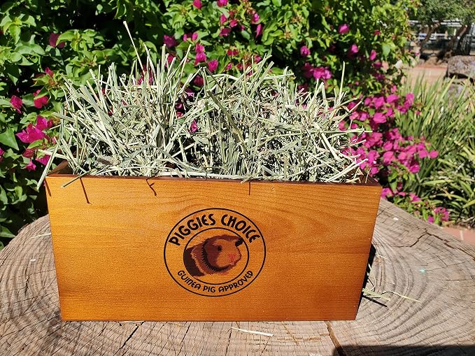 "Closed Bottom Hay Feeder Natural Pine Wood Arch Guinea Pig Hay Rack with Option to Attach to Cage (Warm Cherry with Bottom)