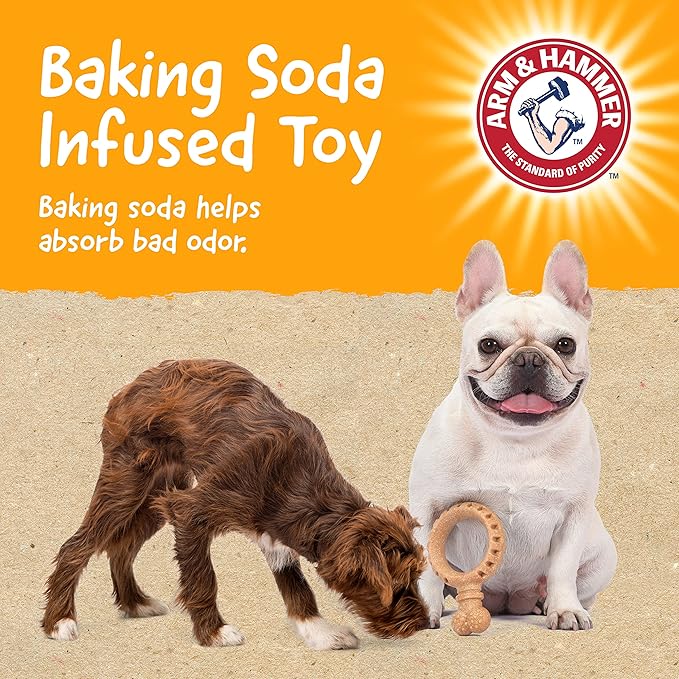 Arm & Hammer for Pets Barkies Ring Compressed Wood Chew Toy for Dogs, 5.5 Inch, Peanut Butter Flavor, Splinter-Free and Safer Than Real Sticks, Faux Stick Wood Blend Chew Toy