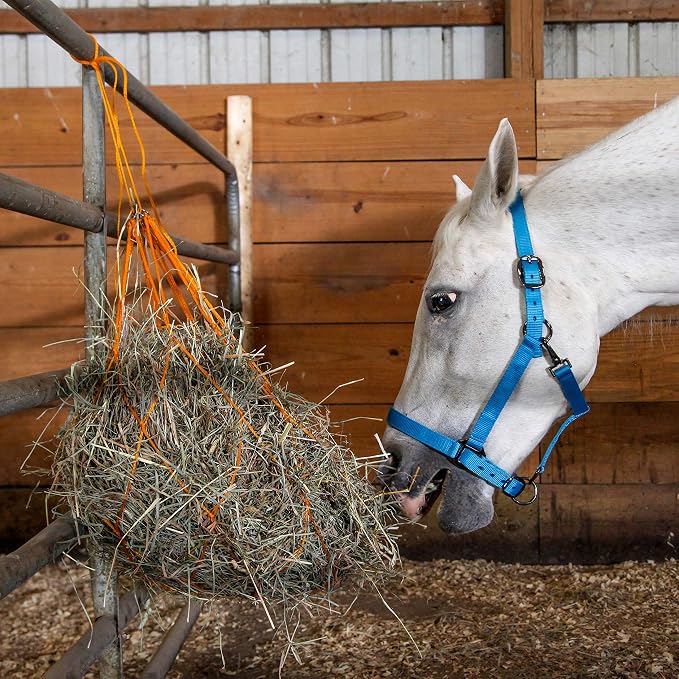Majestic Ally 1200 D Hay Feeder Tote bag for Horses, Sheep with Reflective Trim- Reduces Waste - comes with 36” Hay Net. (Black)