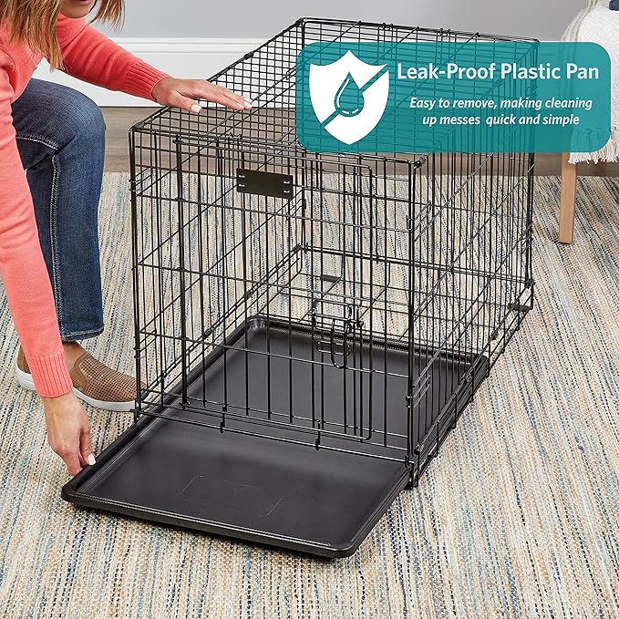 MidWest Homes for Pets 22-Inch iCrate for Extra-Small Breeds, Up to 15 lbs, Double Door Folding Dog Crate with Divider Panel, Leak-Proof Tray & Secure Latches, Portable, Durable & Easy to Assemble