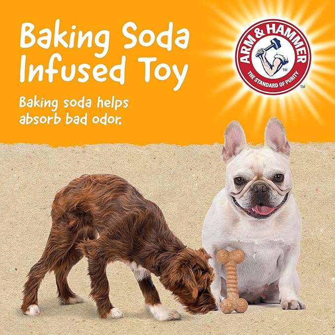Arm & Hammer for Pets Barkies Classic Bone Compressed Wood Collection, 5 Inch Peanut Butter Flavored Chew Toy for Dogs, Faux Stick, Splinter-Free, Safer Alternative for Small Dogs