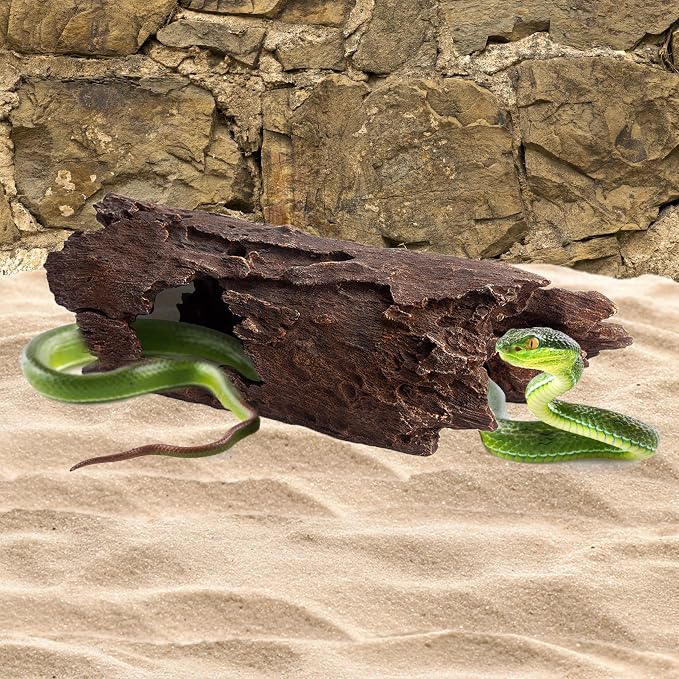 Orchid Valley Reptile Hide, Fish Tank Accessories. Medium 10" Hollow Log for Aquarium, Lizard Hide Tank Decoration, Natural Looking Habitat or Betta Fish Tank Decoration for Hiding