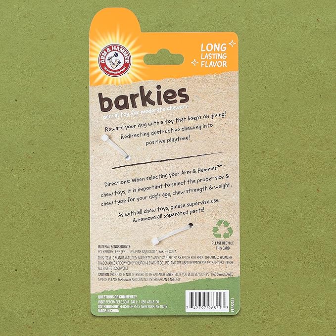 Arm & Hammer for Pets Barkies Ring Compressed Wood Chew Toy for Dogs, 5.5 Inch, Peanut Butter Flavor, Splinter-Free and Safer Than Real Sticks, Faux Stick Wood Blend Chew Toy