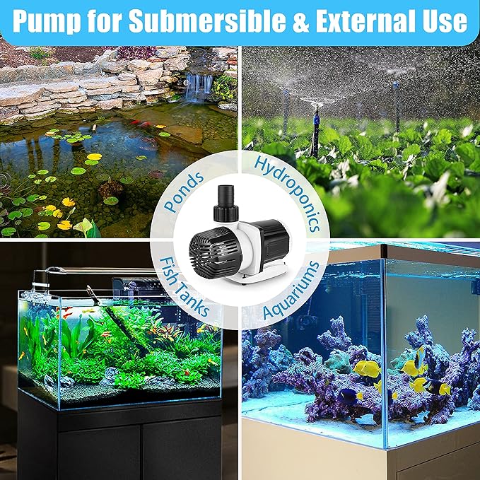 Orlushy dc-12000 Controllable DC aquarium Pump 80W 3100GPH-marine wavemaker return pump with sine wave Controller for salt/Freshwater fish reef tank sump Circulation