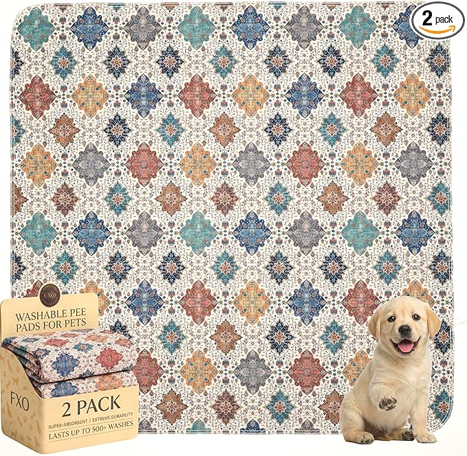 Washable Pee Pads for Dogs,Great Urine Absorbent Reusable Puppy Training Pads,Waterproof,Leak-Proof & Non-Slip Potty Pads for Whelping,Crate，Playpen，Bed.(Colorful Day, 36" x36" )