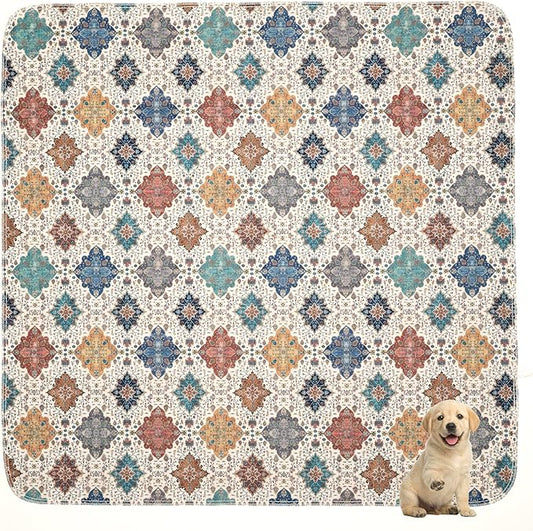 Washable Pee Pads for Dogs,Great Urine Absorbent Reusable Puppy Training Pads,Waterproof,Leak-Proof & Non-Slip Potty Pads for Whelping,Crate，Playpen，Bed.(Colorful Day,72"x72")