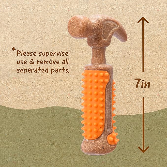 Arm & Hammer for Pets Chew Tools Collection, Wood Blend Hammer Chew Toy for Dogs, Compressed Wood with Baking Soda, Safer & Durable Alternative to Chewing Sticks, 7 Inch